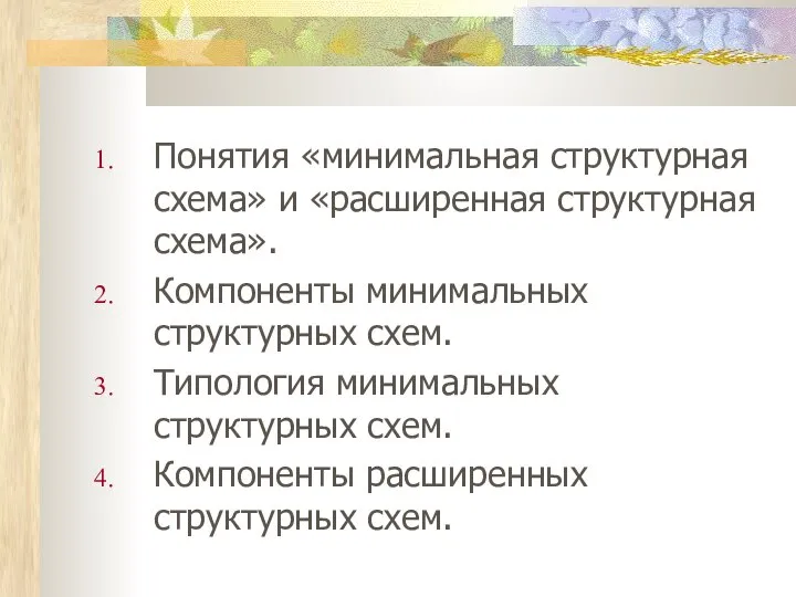 Понятия «минимальная структурная схема» и «расширенная структурная схема». Компоненты минимальных структурных