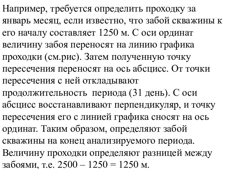 Например, требуется определить проходку за январь месяц, если известно, что забой