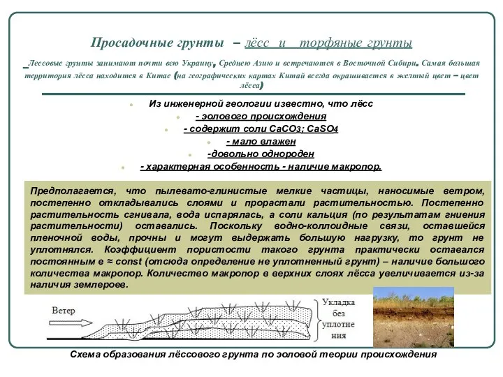 Просадочные грунты – лёсс и торфяные грунты Лессовые грунты занимают почти