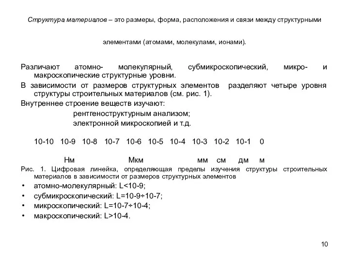 Структура материалов – это размеры, форма, расположения и связи между структурными