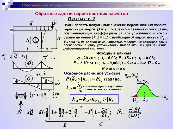 Новосибирский государственный архитектурно-строительный университет (Сибстрин) Обратные задачи вероятностных расчётов П р