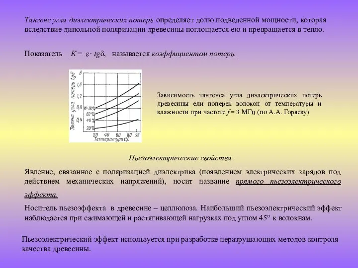 Тангенс угла диэлектрических потерь определяет долю подведенной мощности, которая вследствие дипольной