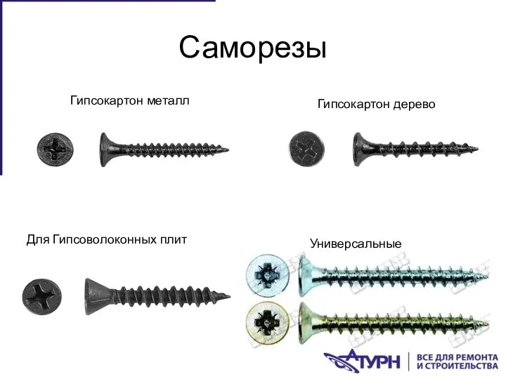 Саморезы Гипсокартон металл Гипсокартон дерево Для Гипсоволоконных плит Универсальные