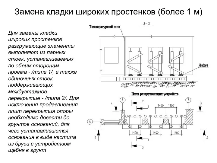 Замена кладки широких простенков (более 1 м) Для замены кладки широких