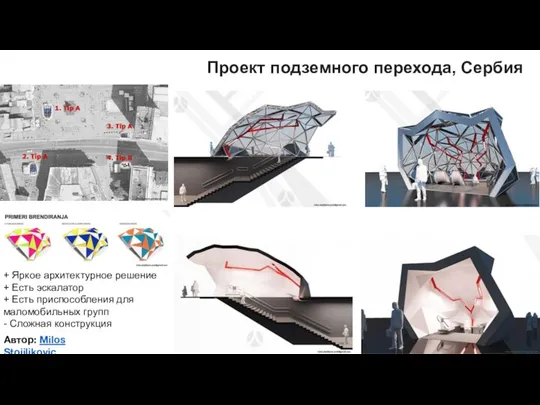 Автор: Milos Stojiljkovic Проект подземного перехода, Сербия + Яркое архитектурное решение