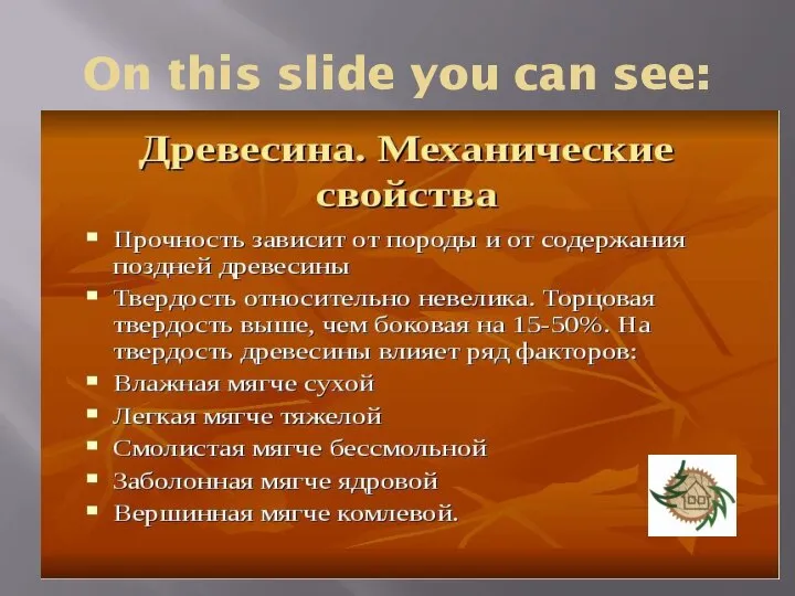 On this slide you can see: