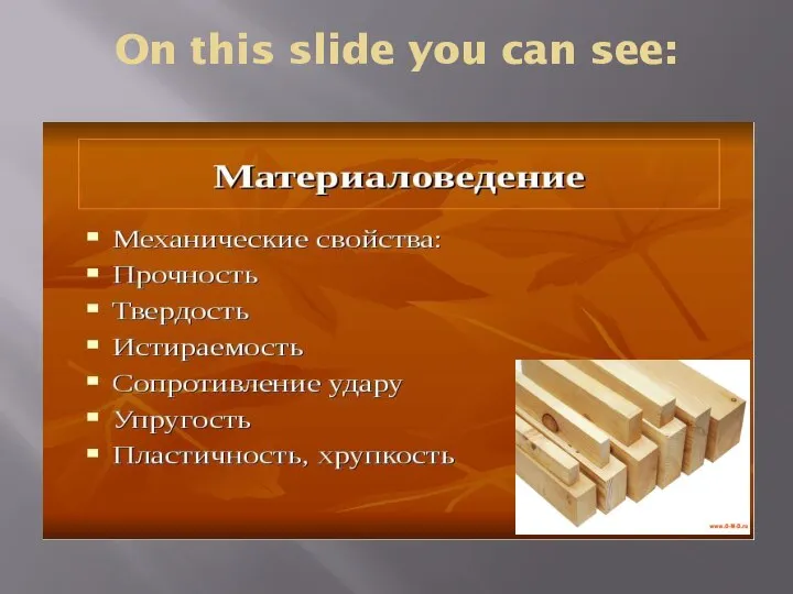 On this slide you can see: