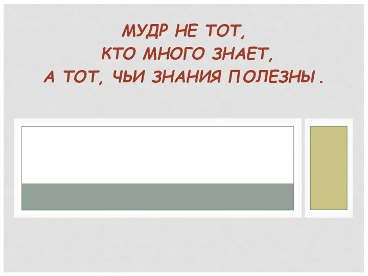 МУДР НЕ ТОТ, КТО МНОГО ЗНАЕТ, А ТОТ, ЧЬИ ЗНАНИЯ ПОЛЕЗНЫ.