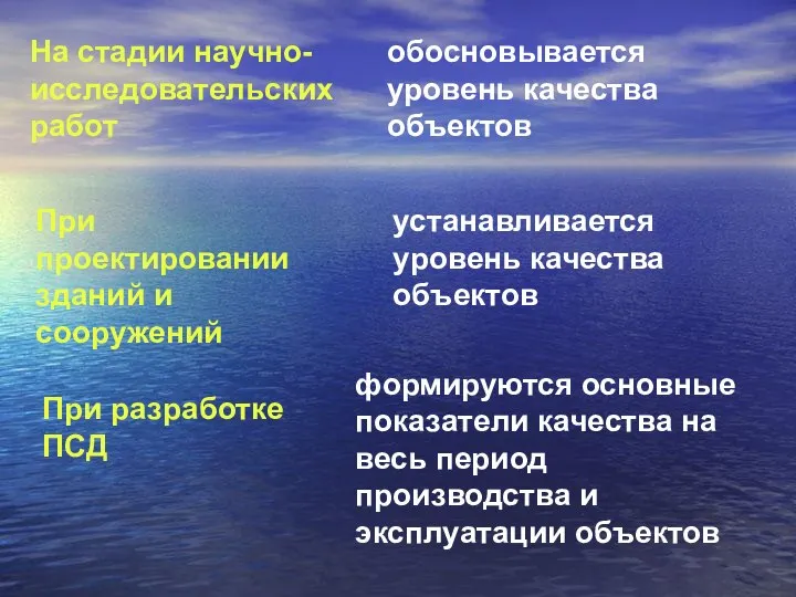 обосновывается уровень качества объектов При разработке ПСД На стадии научно- исследовательских