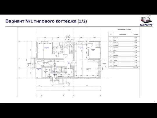 Вариант №1 типового коттеджа (1/2)