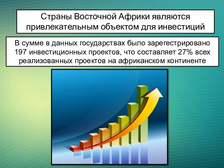 Страны Восточной Африки являются привлекательным объектом для инвестиций В сумме в