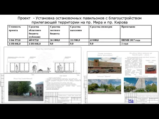 На карту Проект - Установка остановочных павильонов с благоустройством прилегающей территории