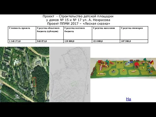 На карту Проект - Строительство детской площадки у домов № 15