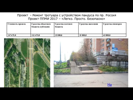 На карту Проект - Ремонт тротуара с устройством пандуса по пр.