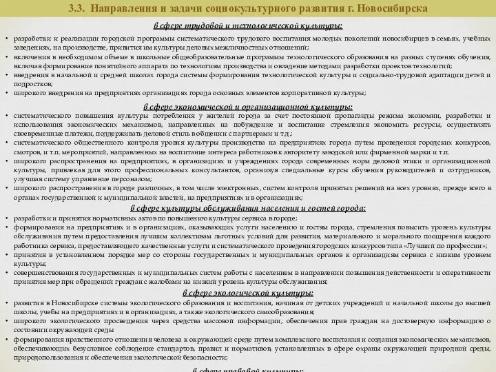 в сфере трудовой и технологической культуры: разработки и реализации городской программы