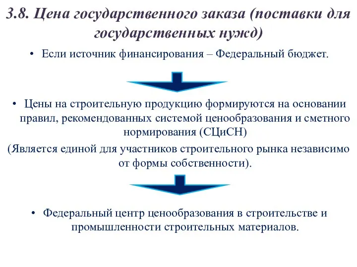 3.8. Цена государственного заказа (поставки для государственных нужд) Если источник финансирования