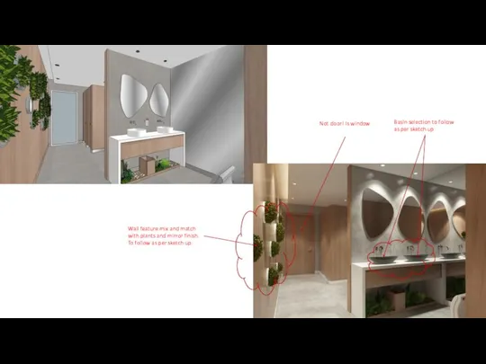 Basin selection to follow as per sketch up Wall feature mix