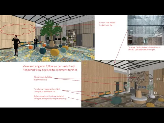 Furniture arrangement and skill to adjust as per sketch up All