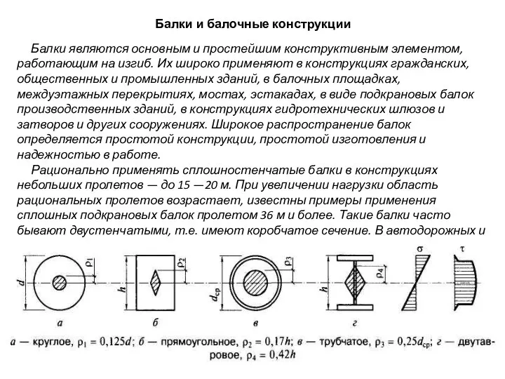 Балки и балочные конструкции Балки являются основным и простейшим конструктивным элементом,