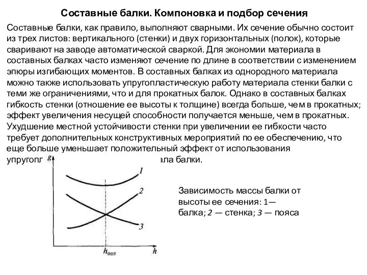 Составные балки. Компоновка и подбор сечения Составные балки, как правило, выполняют