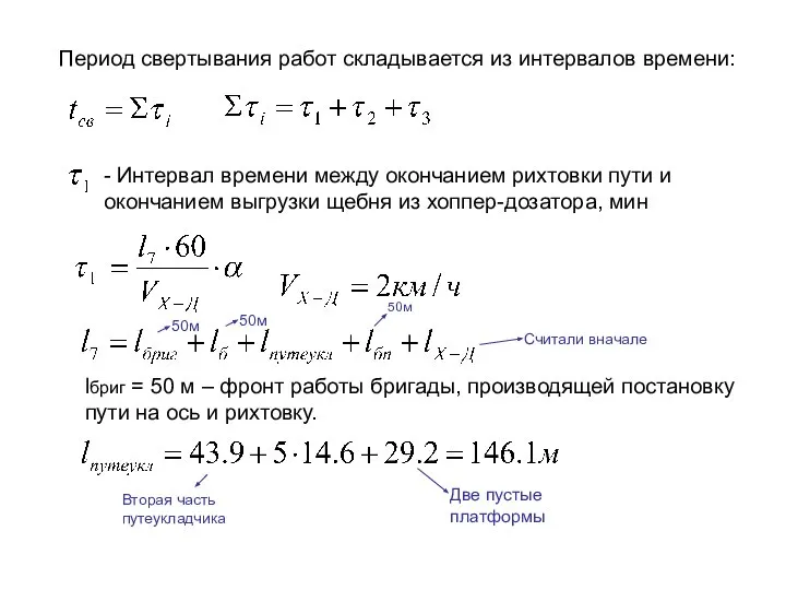 Период свертывания работ складывается из интервалов времени: - Интервал времени между