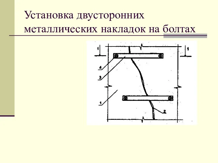 Установка двусторонних металлических накладок на болтах