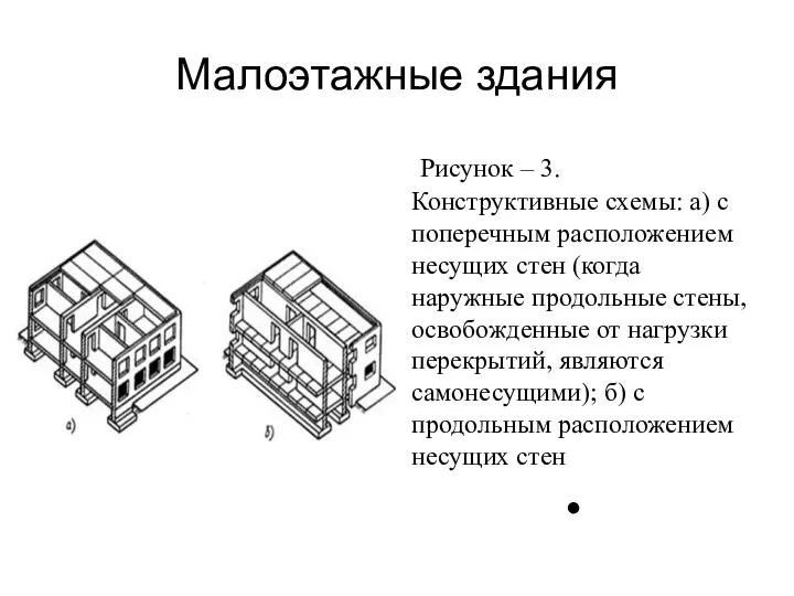 Малоэтажные здания Рисунок – 3. Конструктивные схемы: а) с поперечным расположением