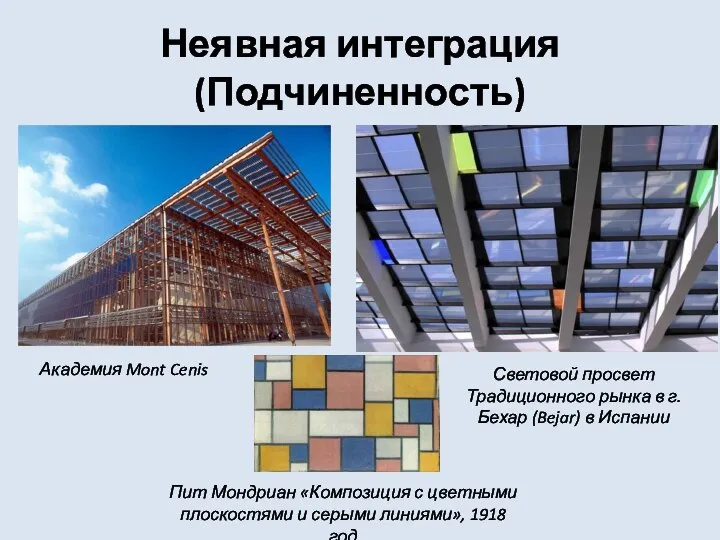 Неявная интеграция (Подчиненность) Академия Mont Cenis Световой просвет Традиционного рынка в