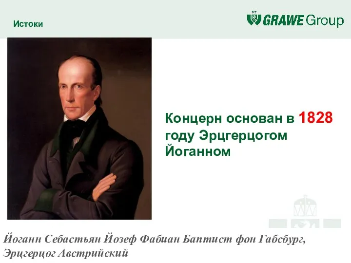 Концерн основан в 1828 году Эрцгерцогом Йоганном Истоки Йоганн Себастьян Йозеф