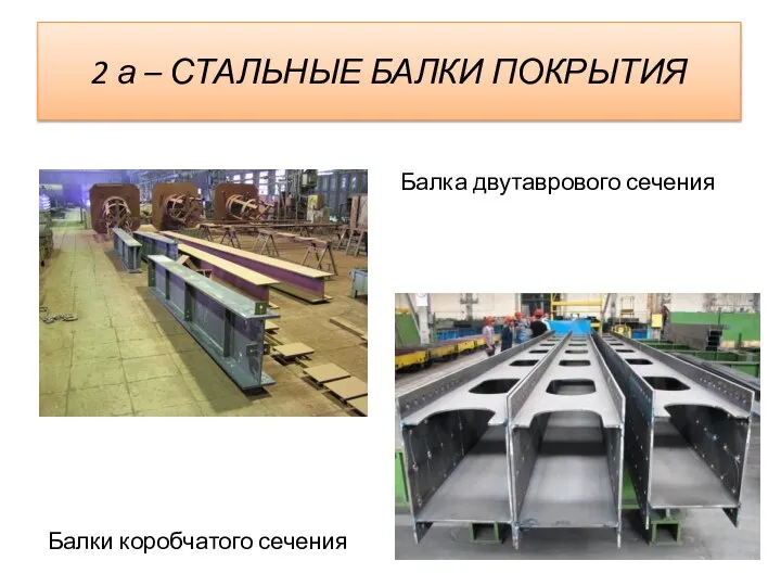 2 а – СТАЛЬНЫЕ БАЛКИ ПОКРЫТИЯ Балки коробчатого сечения Балка двутаврового сечения