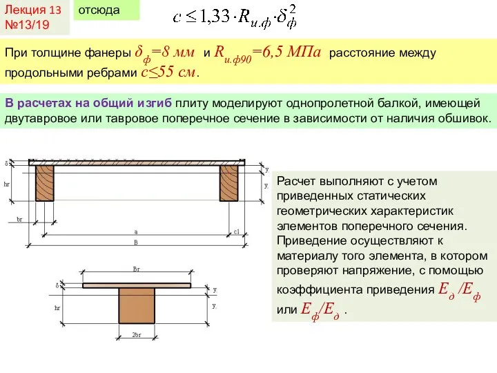 Лекция 13 №13/19 отсюда При толщине фанеры δф=8 мм и Rи.ф90=6,5