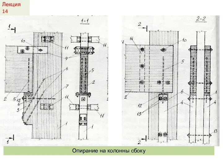 Лекция 14 №14/13 Опирание на колонны сбоку