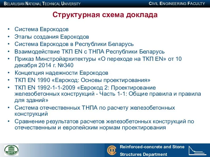 Структурная схема доклада Система Еврокодов Этапы создания Еврокодов Система Еврокодов в