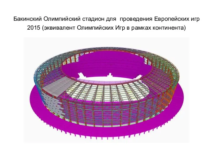 Бакинский Олимпийский стадион для проведения Европейских игр 2015 (эквивалент Олимпийских Игр в рамках континента)
