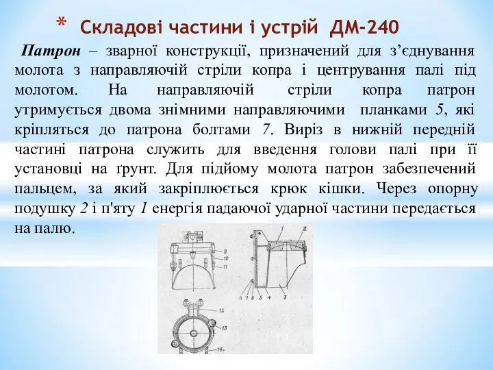 Патрон – зварної конструкції, призначений для з’єднування молота з направляючій стріли