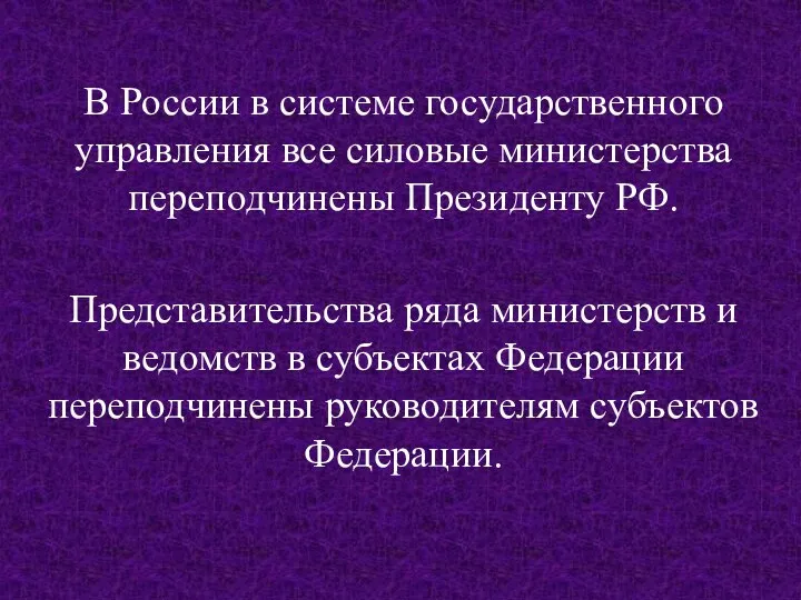 В России в системе государственного управления все силовые министерства переподчинены Президенту