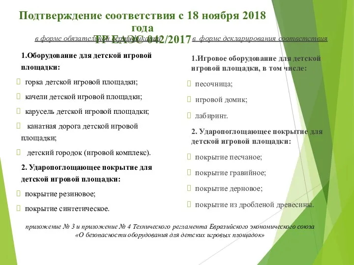 Подтверждение соответствия с 18 ноября 2018 года ТР ЕАЭС 042/2017 в