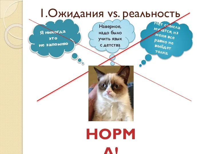 1.Ожидания vs. реальность Нет смысла мучатся, из меня все равно не