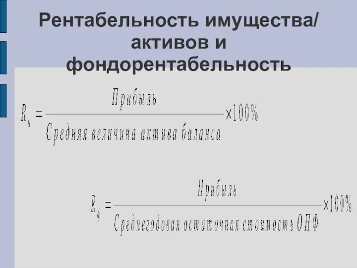 Рентабельность имущества/ активов и фондорентабельность