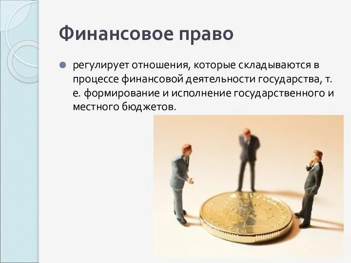 Финансовое право регулирует отношения, которые складываются в процессе финансовой деятельности государства,