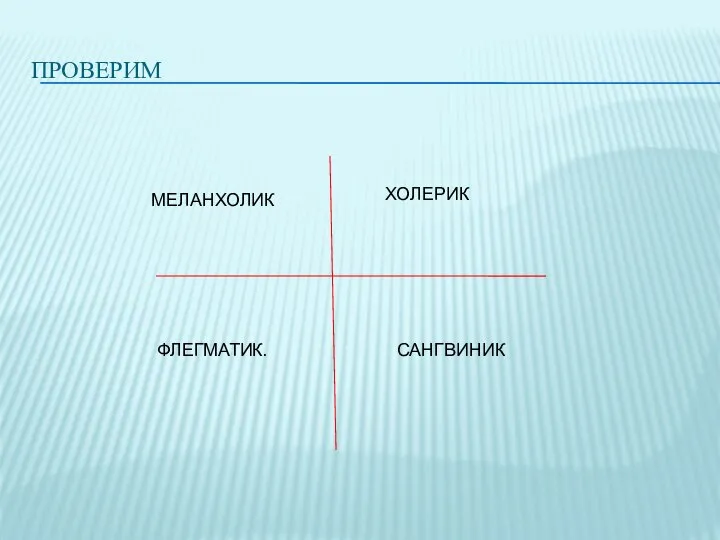 ПРОВЕРИМ ХОЛЕРИК САНГВИНИК МЕЛАНХОЛИК ФЛЕГМАТИК.