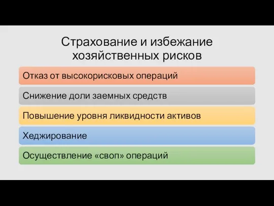 Страхование и избежание хозяйственных рисков