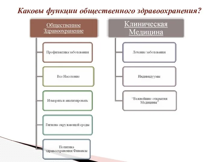 Каковы функции общественного здравоохранения?