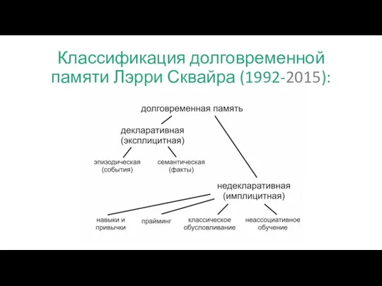 Классификация долговременной памяти Лэрри Сквайра (1992-2015):