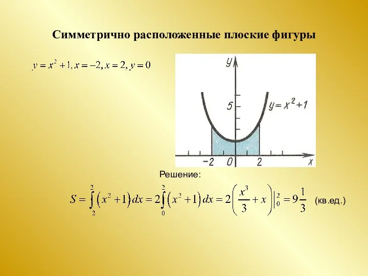 Симметрично расположенные плоские фигуры Решение: (кв.ед.)