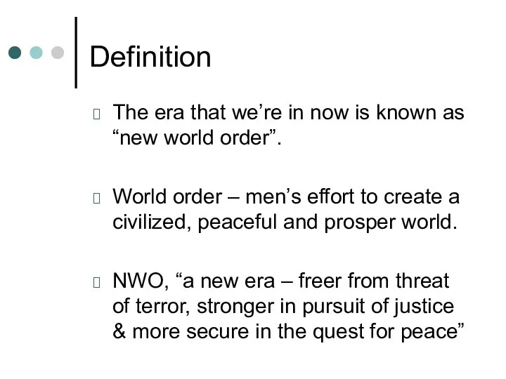 Definition The era that we’re in now is known as “new