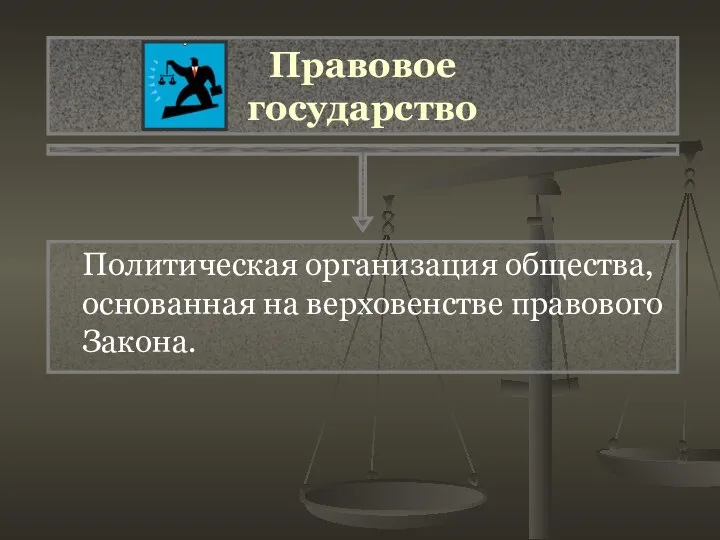 Политическая организация общества, основанная на верховенстве правового Закона. Правовое государство