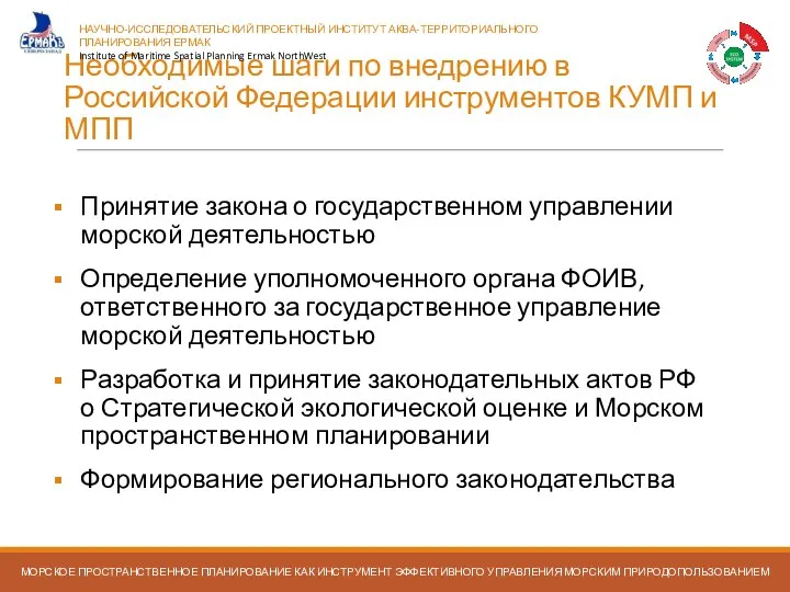 Необходимые шаги по внедрению в Российской Федерации инструментов КУМП и МПП