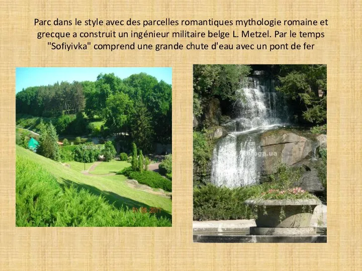 Parc dans le style avec des parcelles romantiques mythologie romaine et