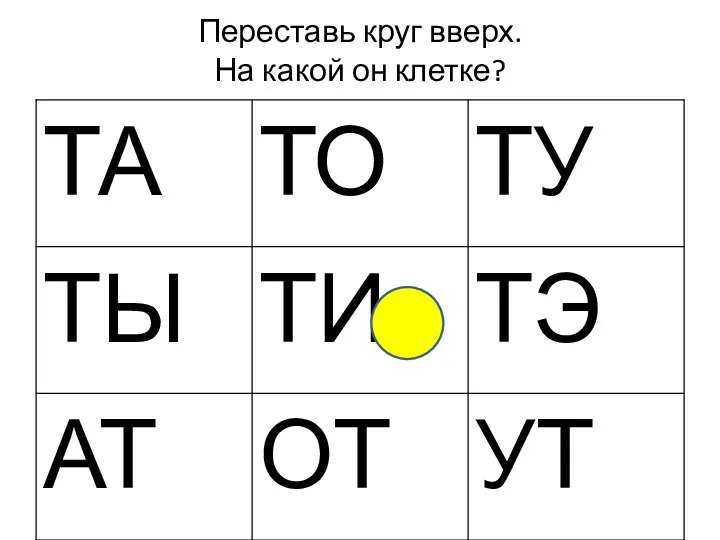 Переставь круг вверх. На какой он клетке?